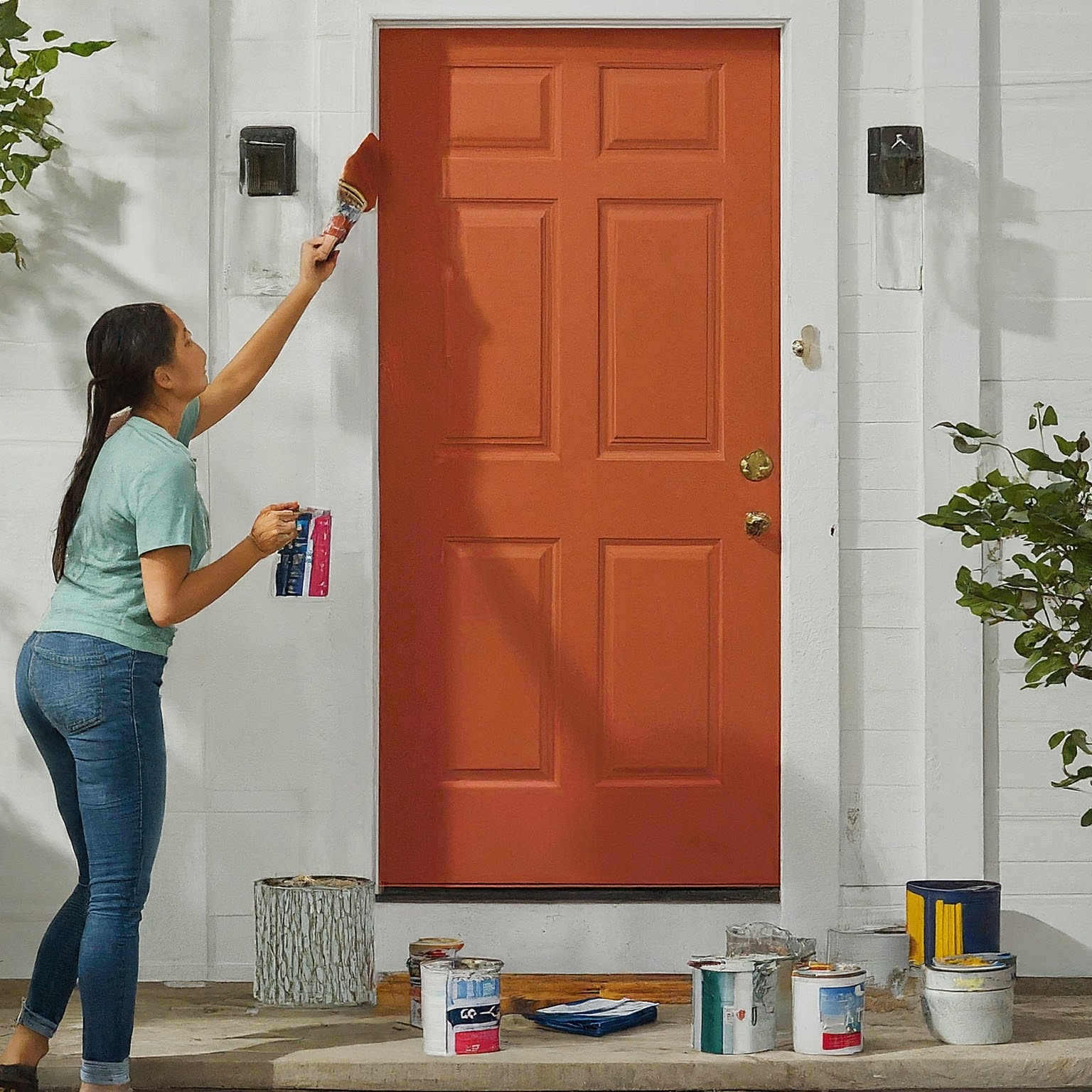 Handyman Hack in action lady painting a door